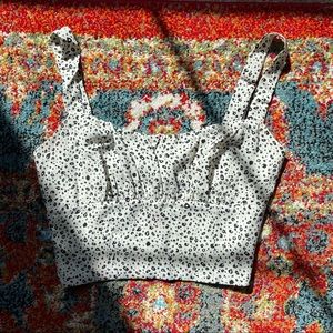 Leopard / cheetah print white and black cropped tank top